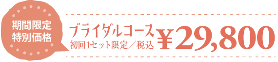 秋田　エステ　ブライダル フェイシャル 美肌 背中 トリートメント お試しセット 税込 29800円